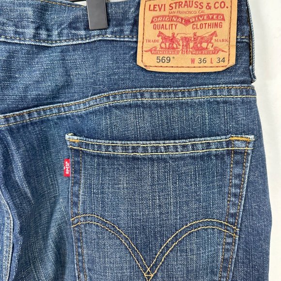 Levi’s 569 Loose Relaxed Straight Leg Dark Wash Jeans 36x34 - Picture 8 of 8